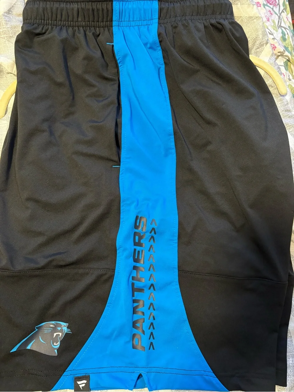 NFL Carolina Panthers Fanatics Men’s Black and Blue Athletic Shorts